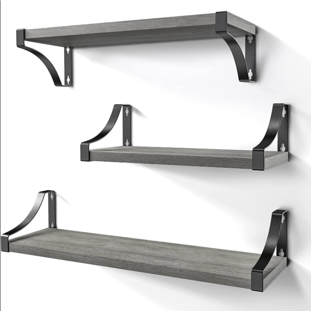 Floating Shelves Wall Mounted Set of 3, Rustic Wood Wall Shelves for Bedroom